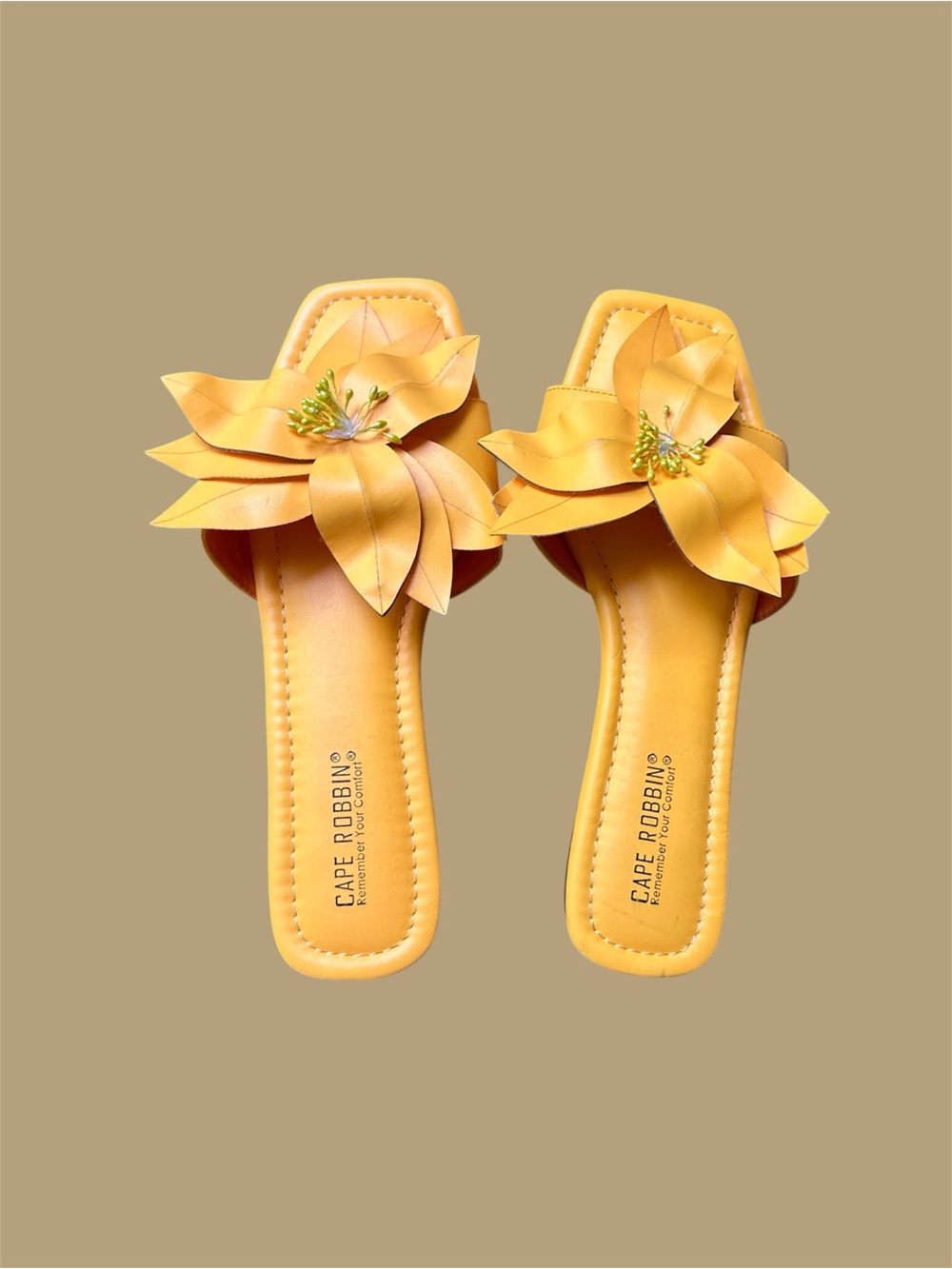 Cape Robbin Yellow Floral Slip-On Mules